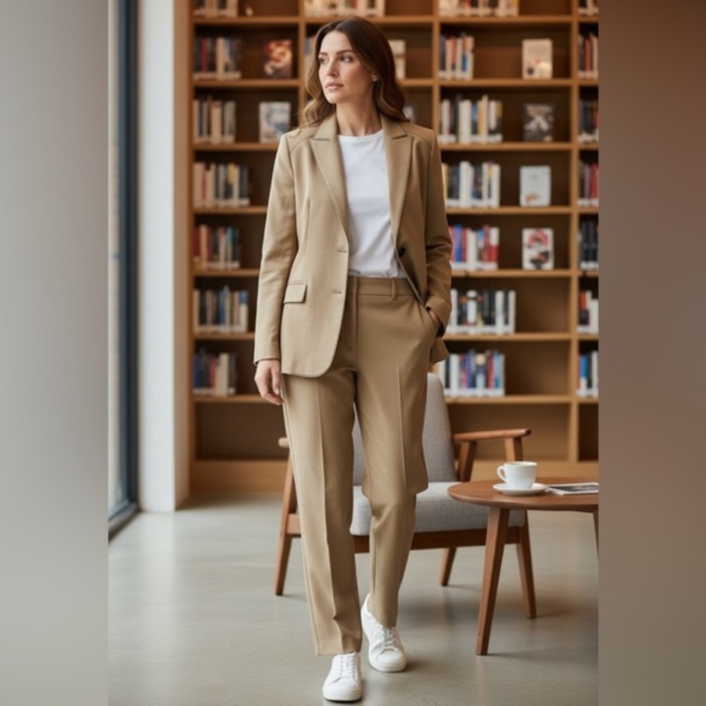 Laundry By Shelli Segal Tan Blazer and Pants Set